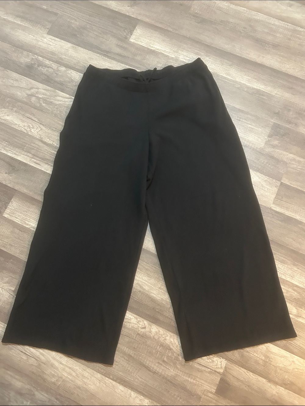 Gilly Hicks Womenโs Sweatpants Black Wide Leg Waffle Knit Hidden Drawstring XL